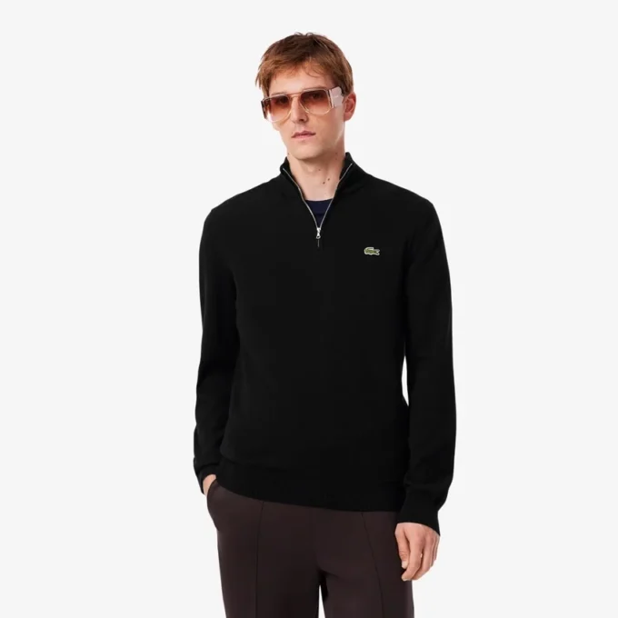 Men’s Zip-Up High-Neck Cotton Sweater