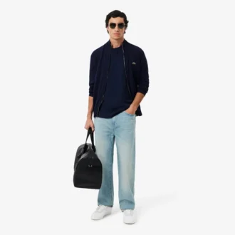 Men’s Zip-Up High-Neck Cotton Sweater