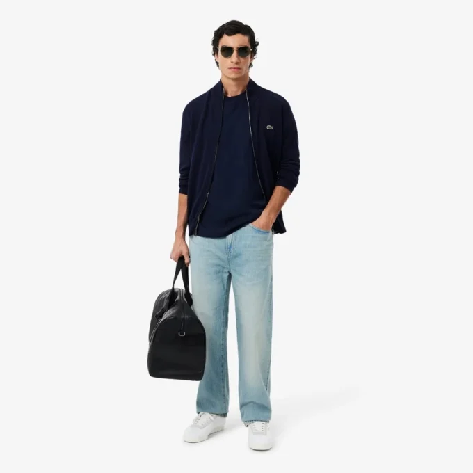 Men’s Zip-Up High-Neck Cotton Sweater
