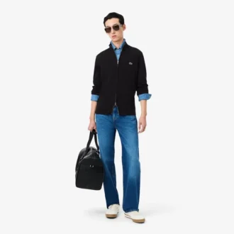 Men’s Zip-Up High-Neck Cotton Sweater