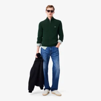 Men’s Zip-Up High-Neck Cotton Sweater