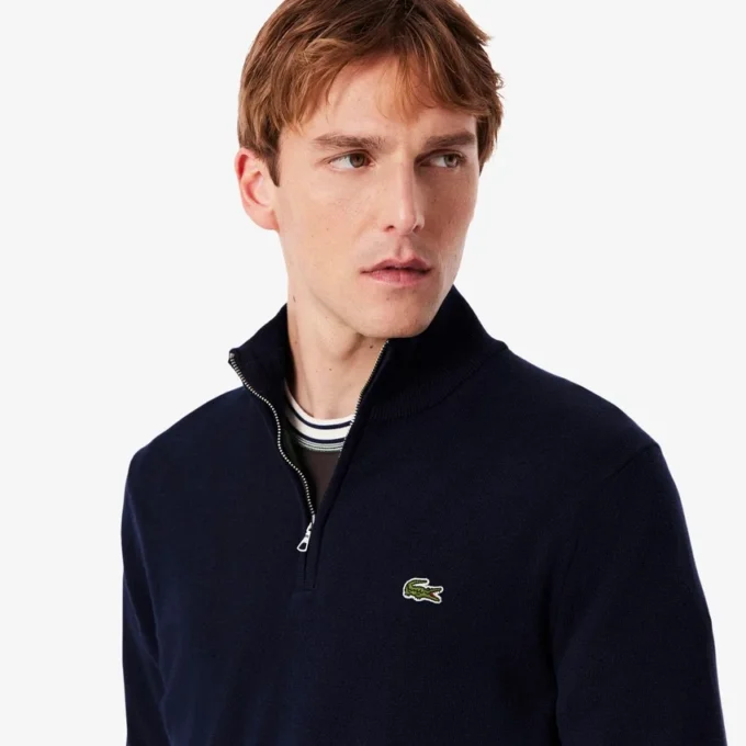Men’s Zip-Up High-Neck Cotton Sweater