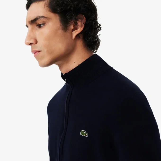 Men’s Zip-Up High-Neck Cotton Sweater