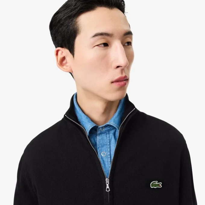 Men’s Zip-Up High-Neck Cotton Sweater