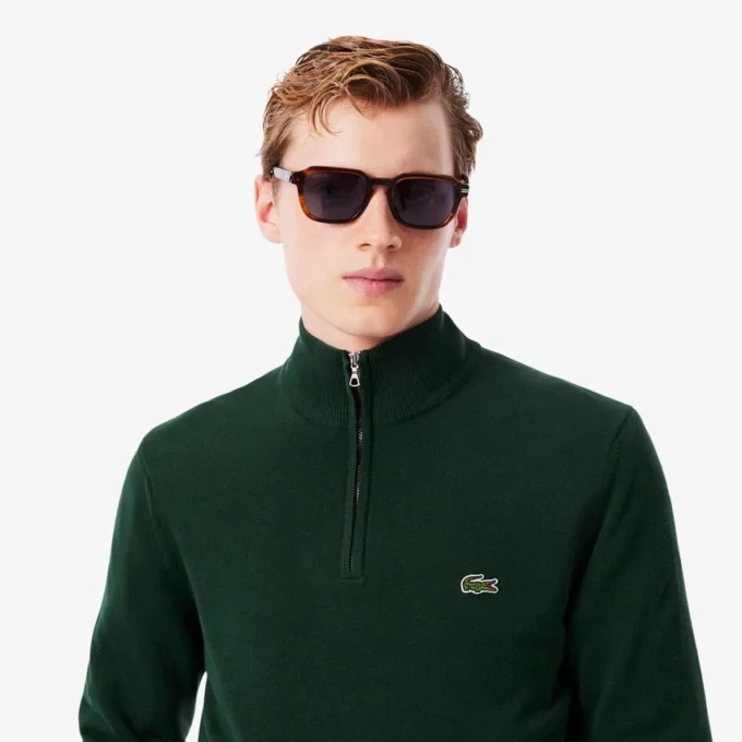 Men’s Zip-Up High-Neck Cotton Sweater