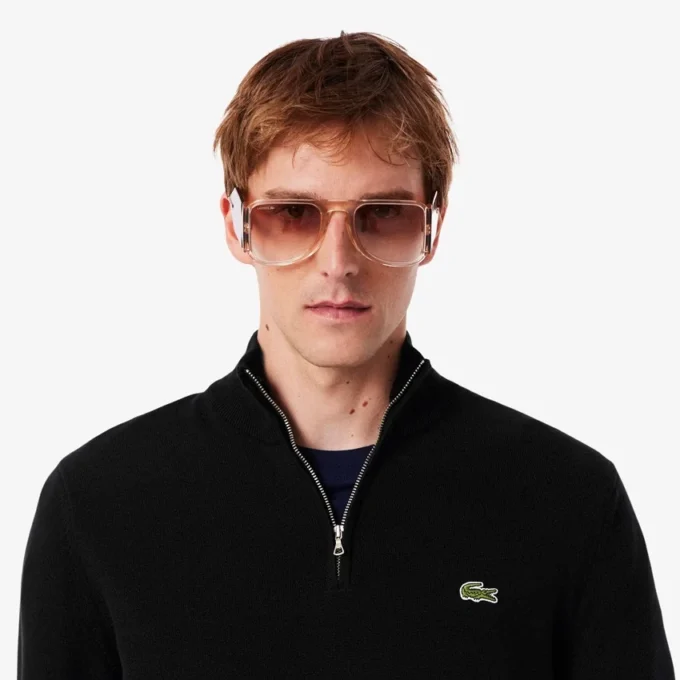 Men’s Zip-Up High-Neck Cotton Sweater