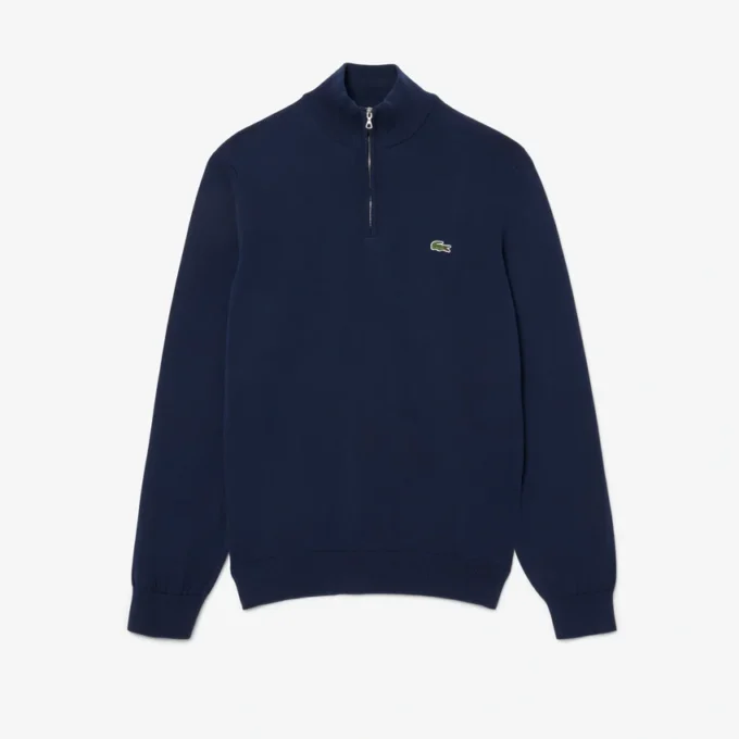 Men’s Zip-Up High-Neck Cotton Sweater