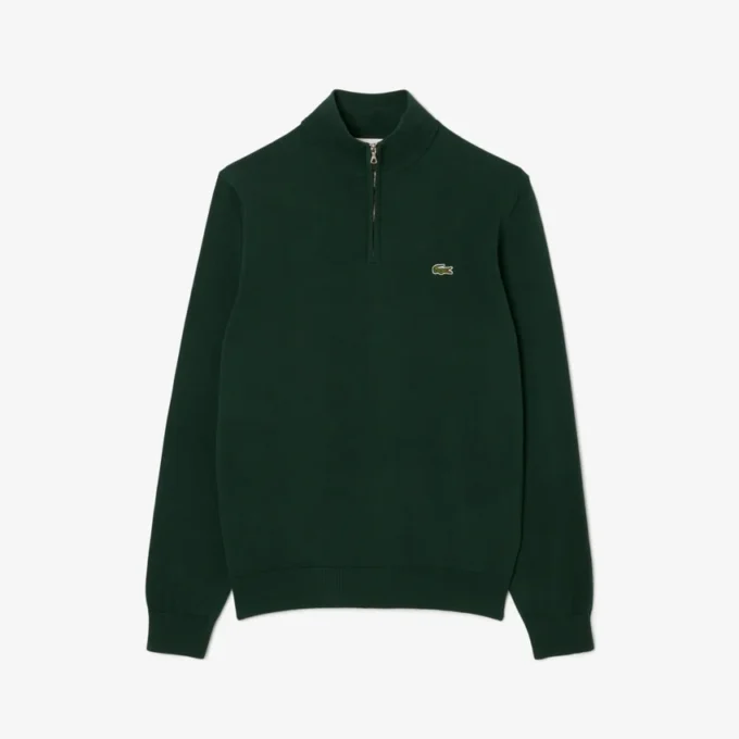 Men’s Zip-Up High-Neck Cotton Sweater
