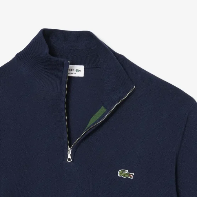 Men’s Zip-Up High-Neck Cotton Sweater