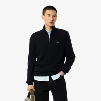 Men’s Zip-Up High-Neck Wool Sweater