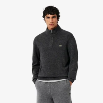 Men’s Zip-Up High-Neck Wool Sweater