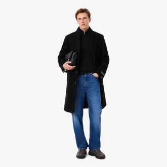 Men’s Zip-Up High-Neck Wool Sweater