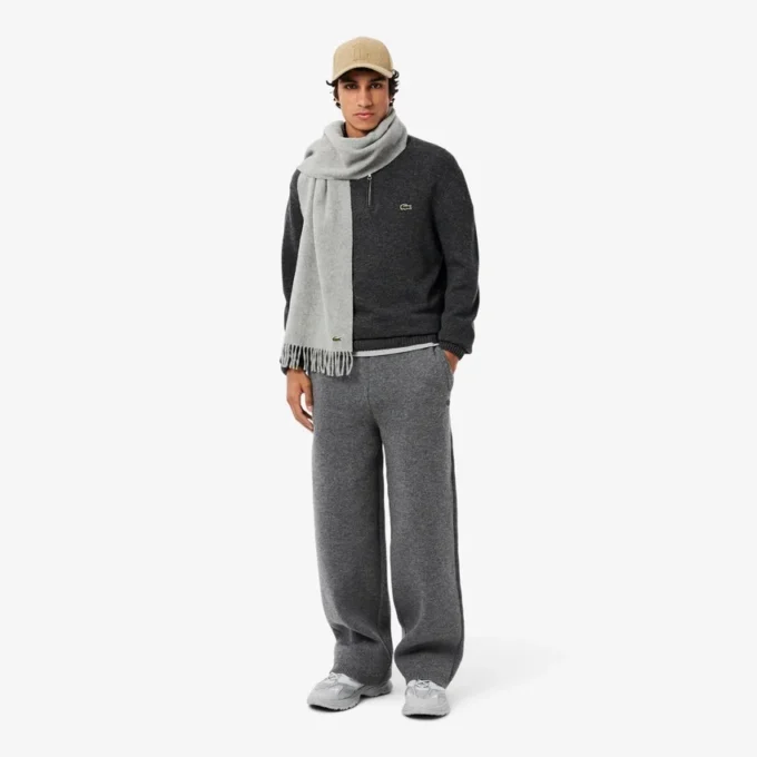 Men’s Zip-Up High-Neck Wool Sweater