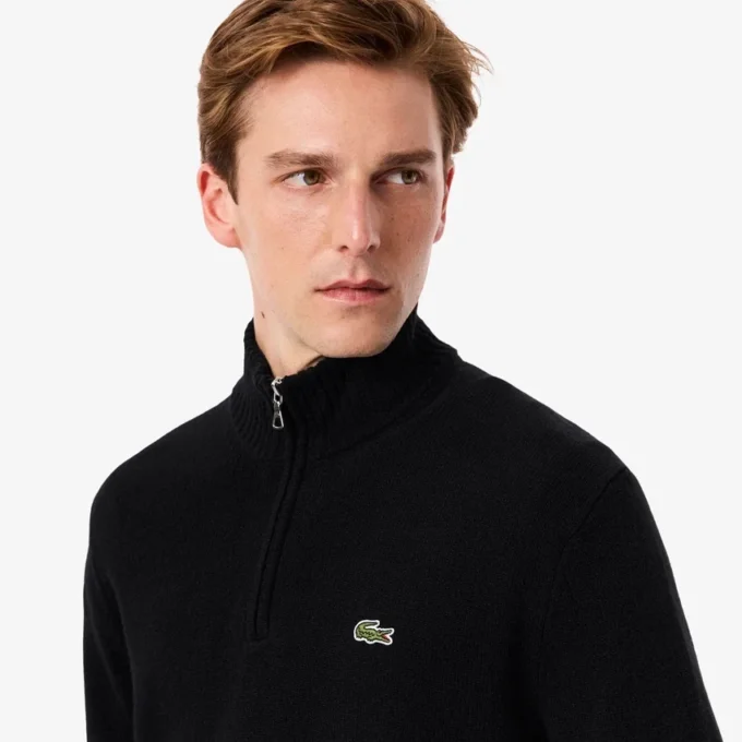 Men’s Zip-Up High-Neck Wool Sweater