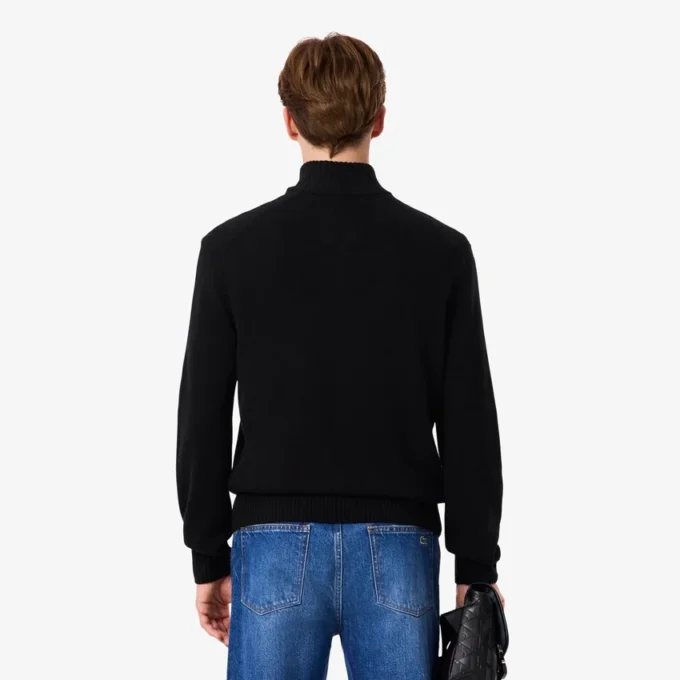 Men’s Zip-Up High-Neck Wool Sweater