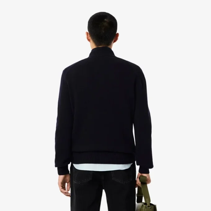 Men’s Zip-Up High-Neck Wool Sweater