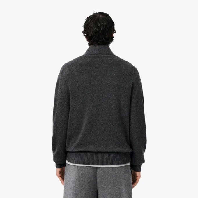 Men’s Zip-Up High-Neck Wool Sweater