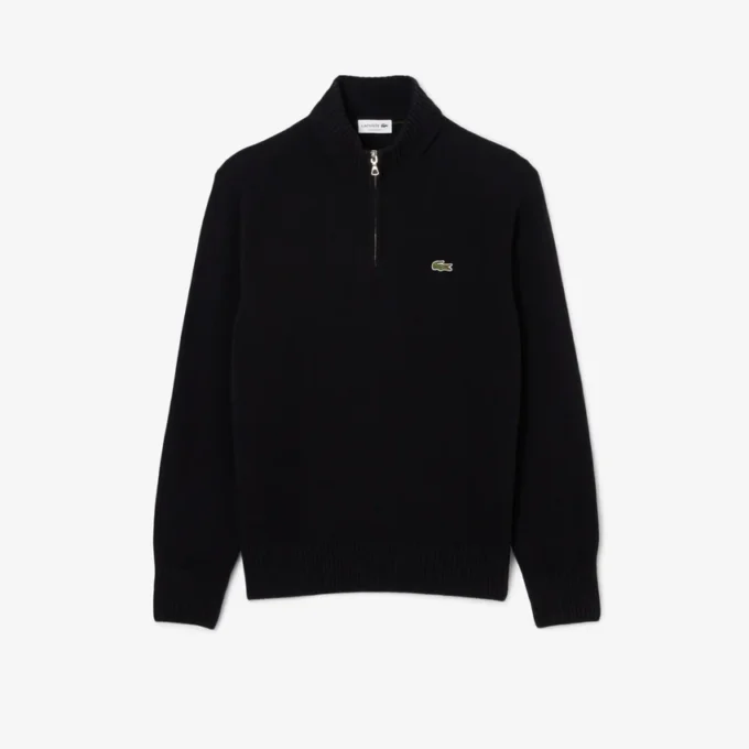 Men’s Zip-Up High-Neck Wool Sweater
