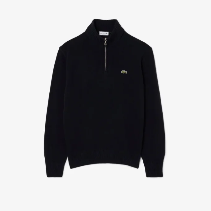 Men’s Zip-Up High-Neck Wool Sweater