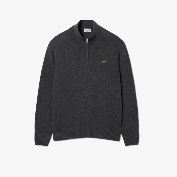 Men’s Zip-Up High-Neck Wool Sweater