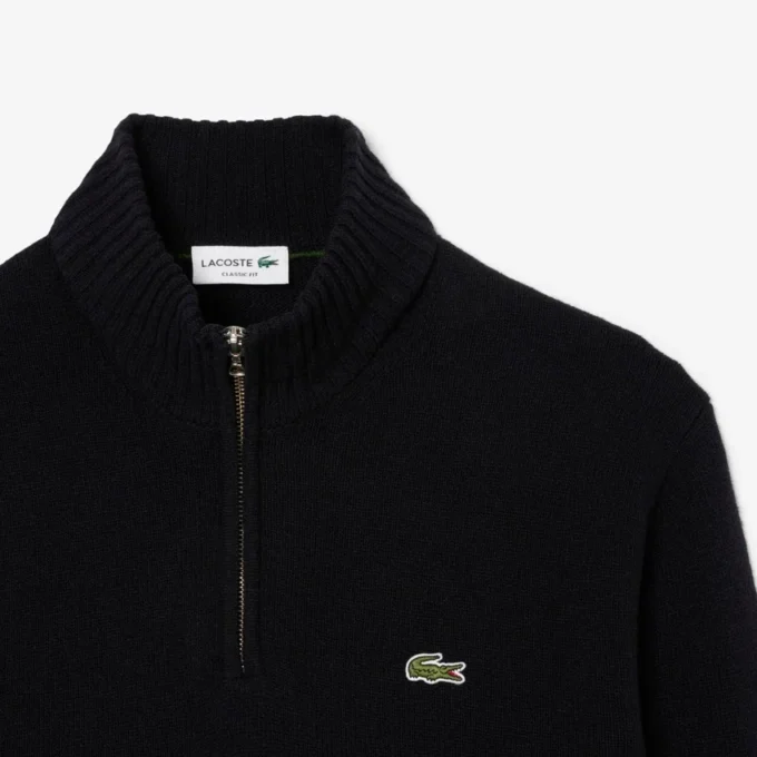 Men’s Zip-Up High-Neck Wool Sweater