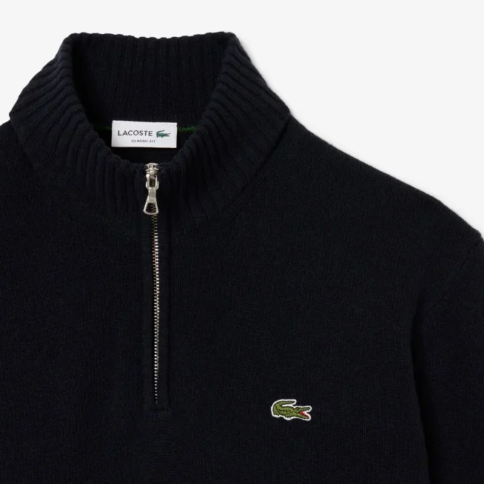 Men’s Zip-Up High-Neck Wool Sweater