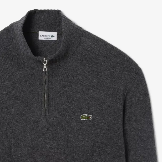 Men’s Zip-Up High-Neck Wool Sweater