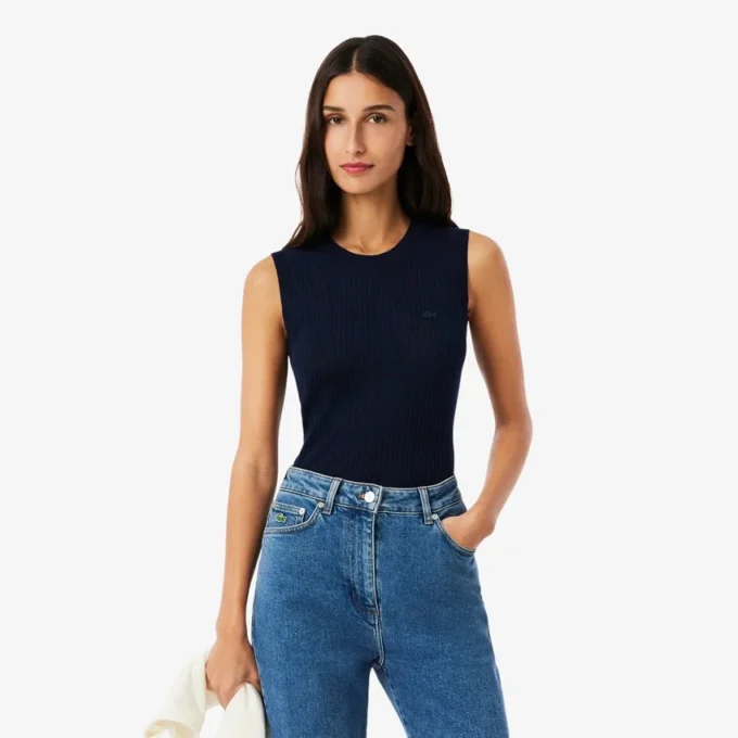 Merino Wool 3D Knit Sleeveless Sweater