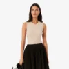 Merino Wool 3D Knit Sleeveless Sweater
