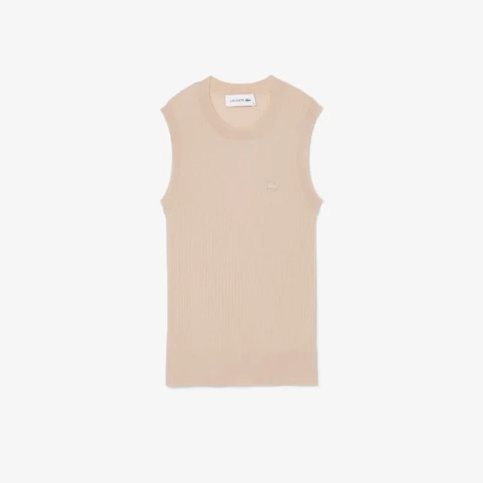 Merino Wool 3D Knit Sleeveless Sweater