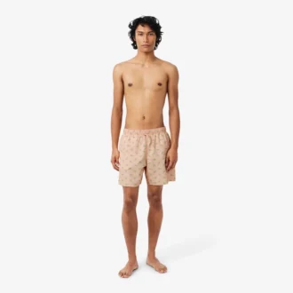 Mid Length Crocodile Print Swim Trunks