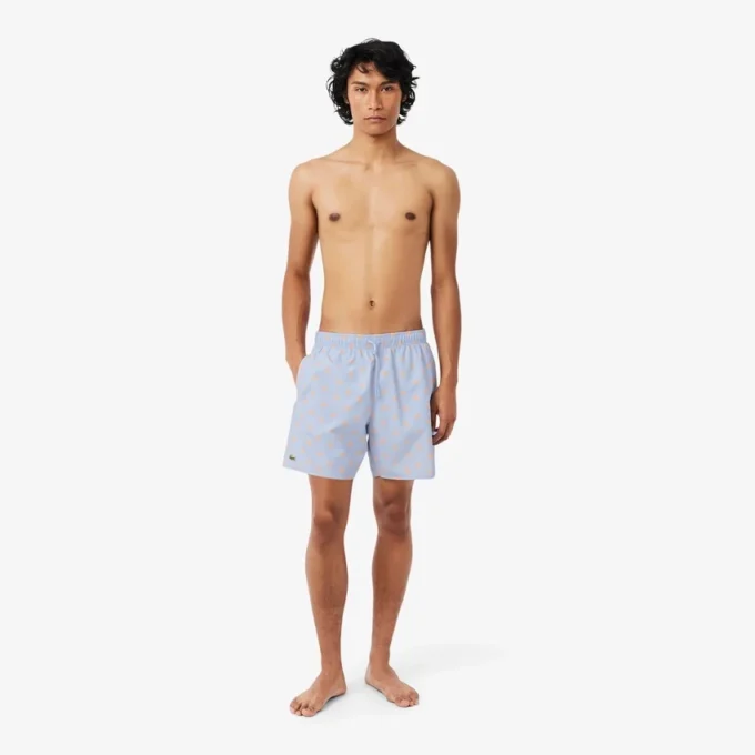 Mid Length Crocodile Print Swim Trunks