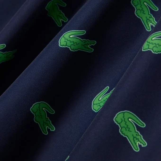 Mid Length Crocodile Print Swim Trunks