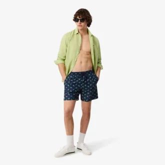 Mid Length Crocodile Print Swim Trunks