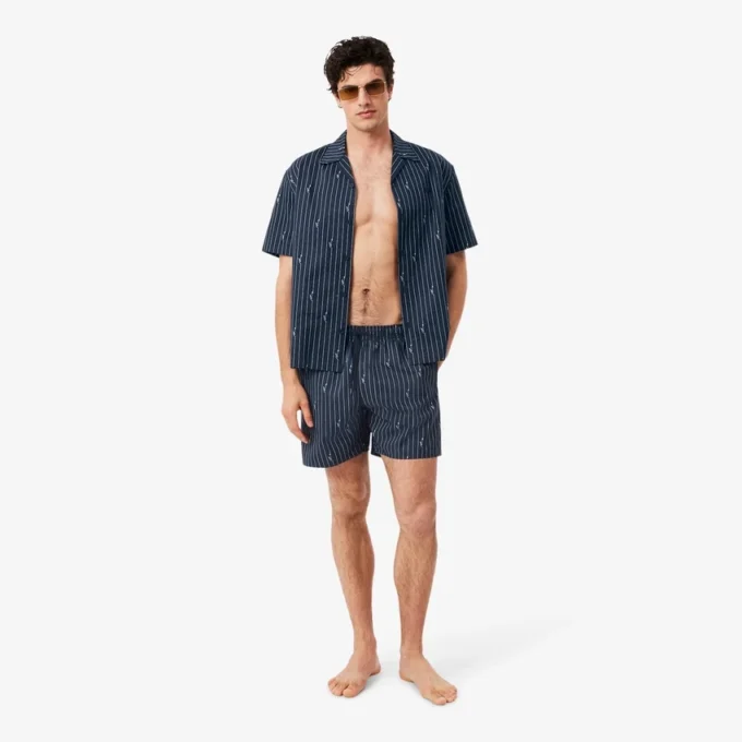 Mid Length Crocodile Print Swim Trunks