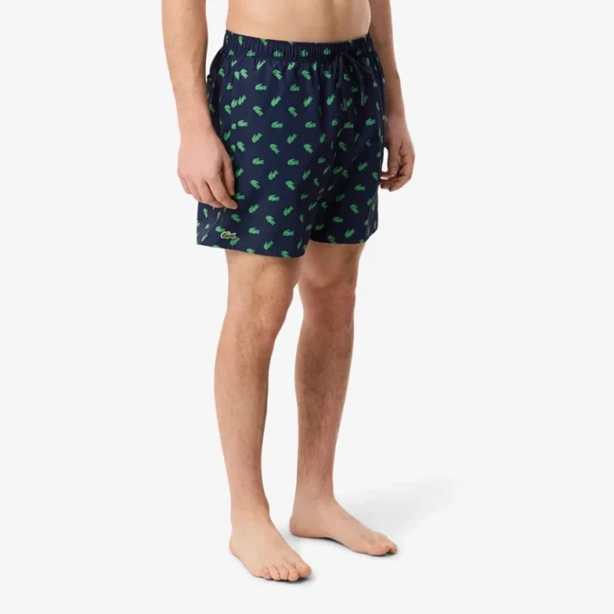 Mid Length Crocodile Print Swim Trunks