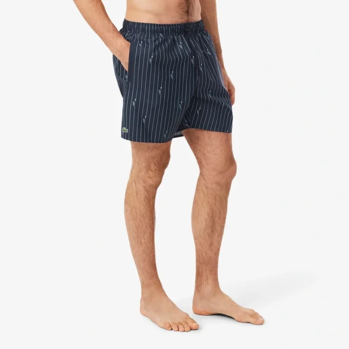 Mid Length Crocodile Print Swim Trunks