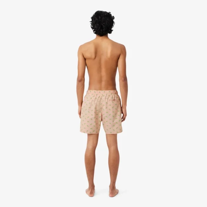Mid Length Crocodile Print Swim Trunks