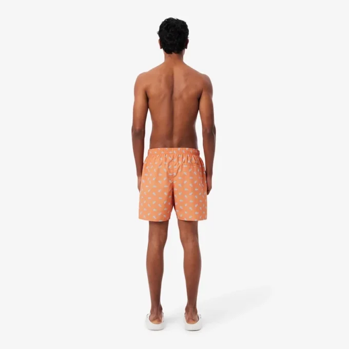 Mid Length Crocodile Print Swim Trunks