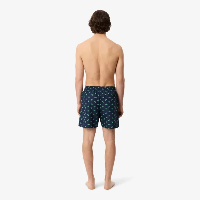 Mid Length Crocodile Print Swim Trunks