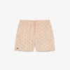 Mid Length Crocodile Print Swim Trunks