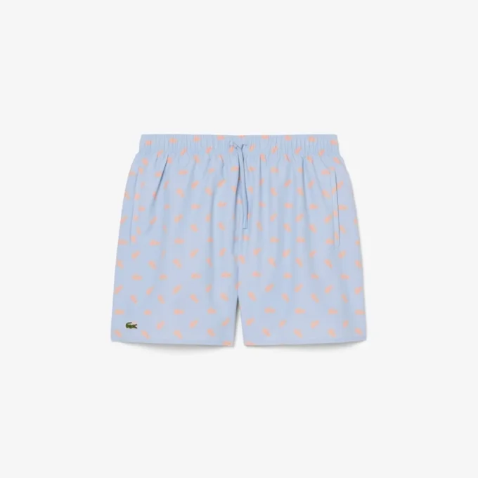 Mid Length Crocodile Print Swim Trunks