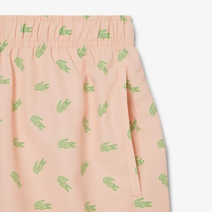 Mid Length Crocodile Print Swim Trunks
