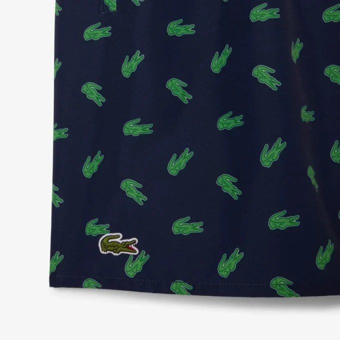 Mid Length Crocodile Print Swim Trunks