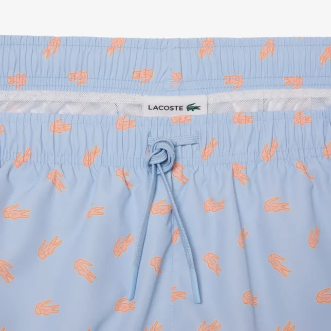 Mid Length Crocodile Print Swim Trunks