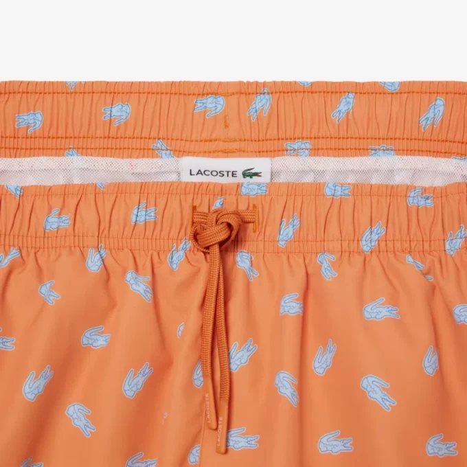 Mid Length Crocodile Print Swim Trunks