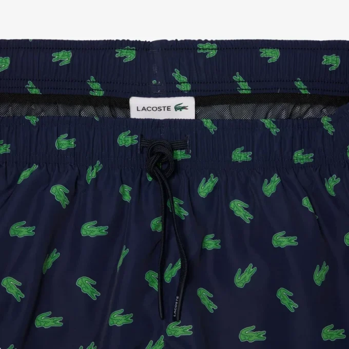Mid Length Crocodile Print Swim Trunks