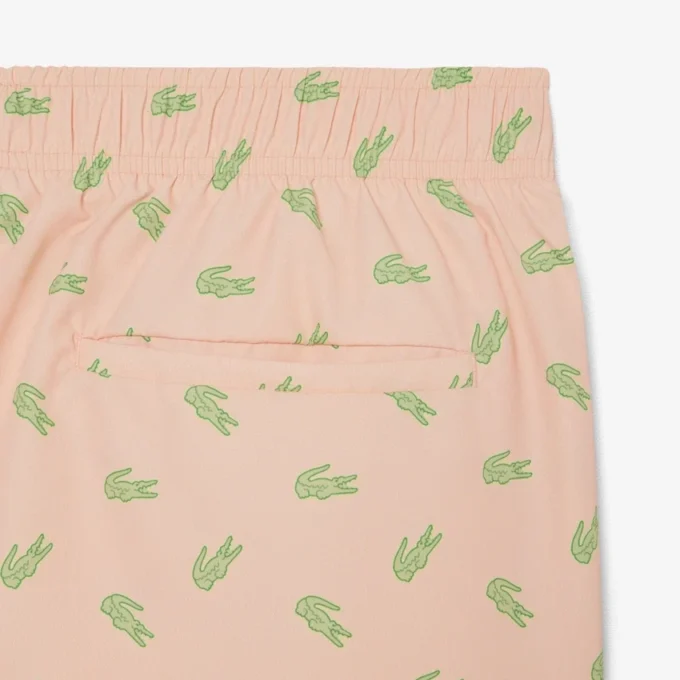 Mid Length Crocodile Print Swim Trunks