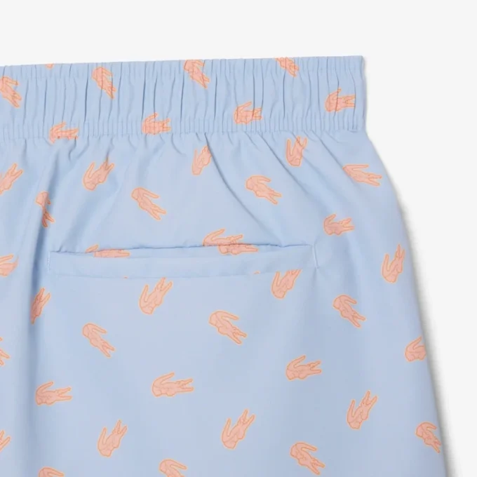 Mid Length Crocodile Print Swim Trunks