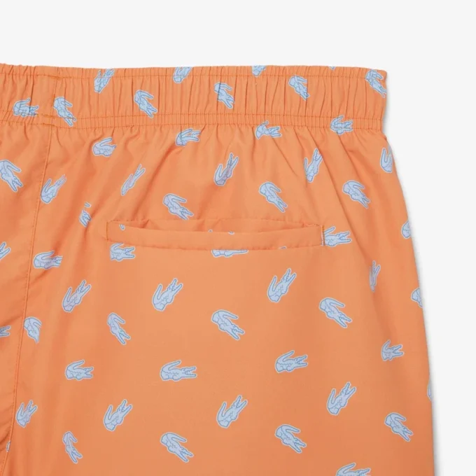 Mid Length Crocodile Print Swim Trunks